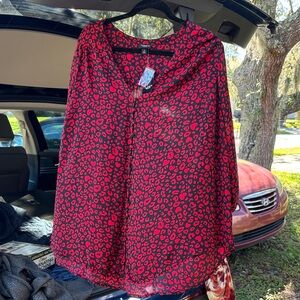 Torrid Red and Black Leopard Print Blouse